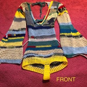 One of a kind Bell Sleeve Festival Crochet Romper